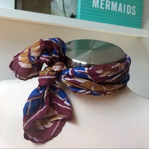 Vintage blue, maroon & gold silk scarf